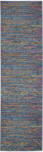 10' Blue And Orange Abstract Power Loom Runner Rug